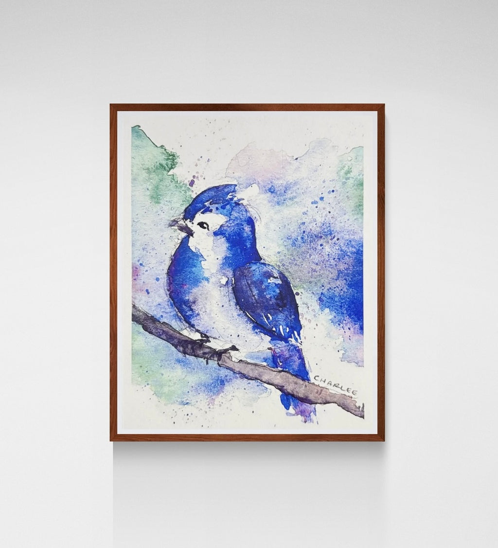 Blue Bird Watercolor Art Print