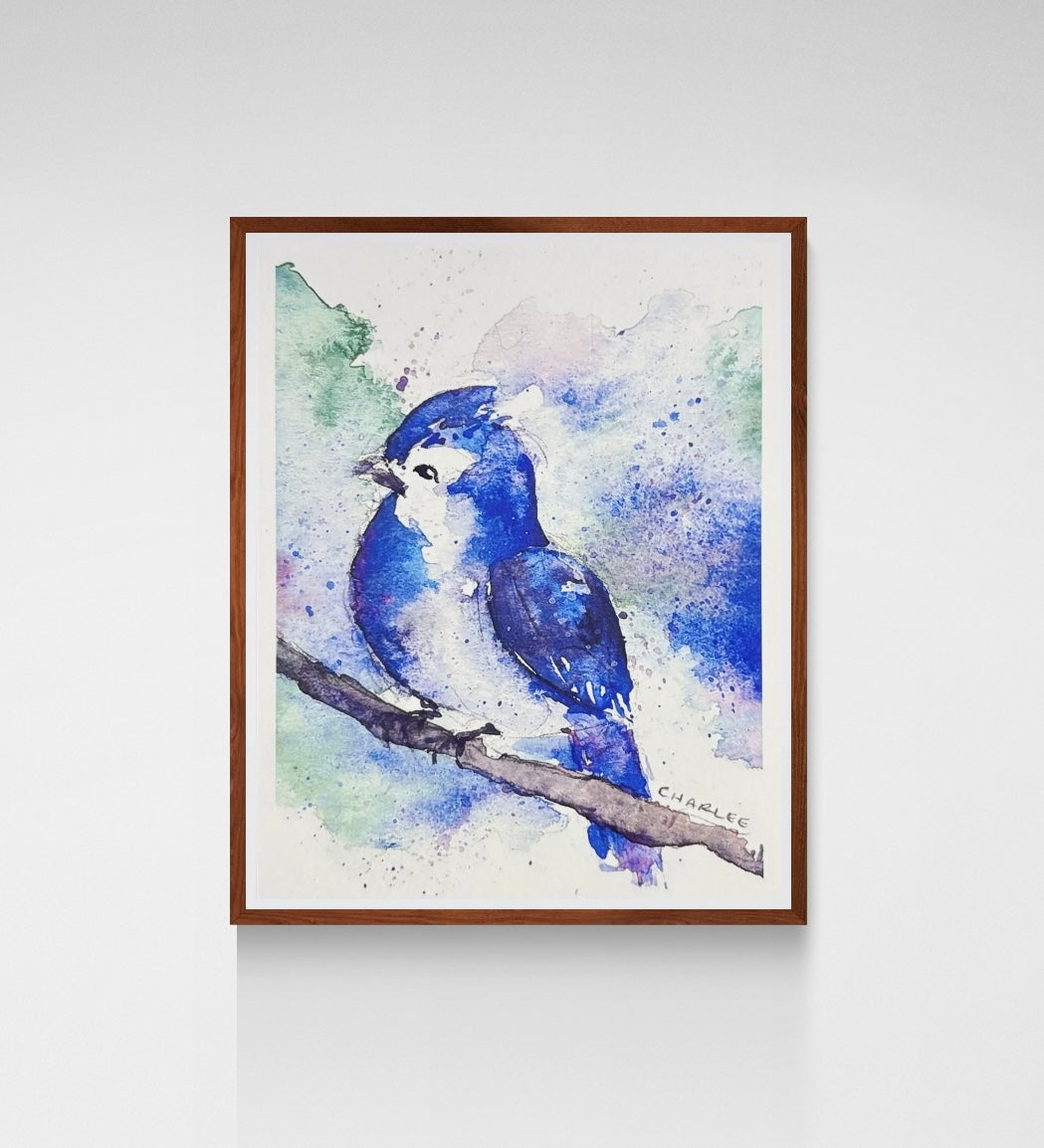 Blue Bird Watercolor Art Print