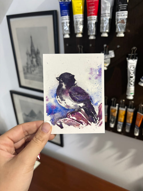 Purple Watercolor Bird Art Print