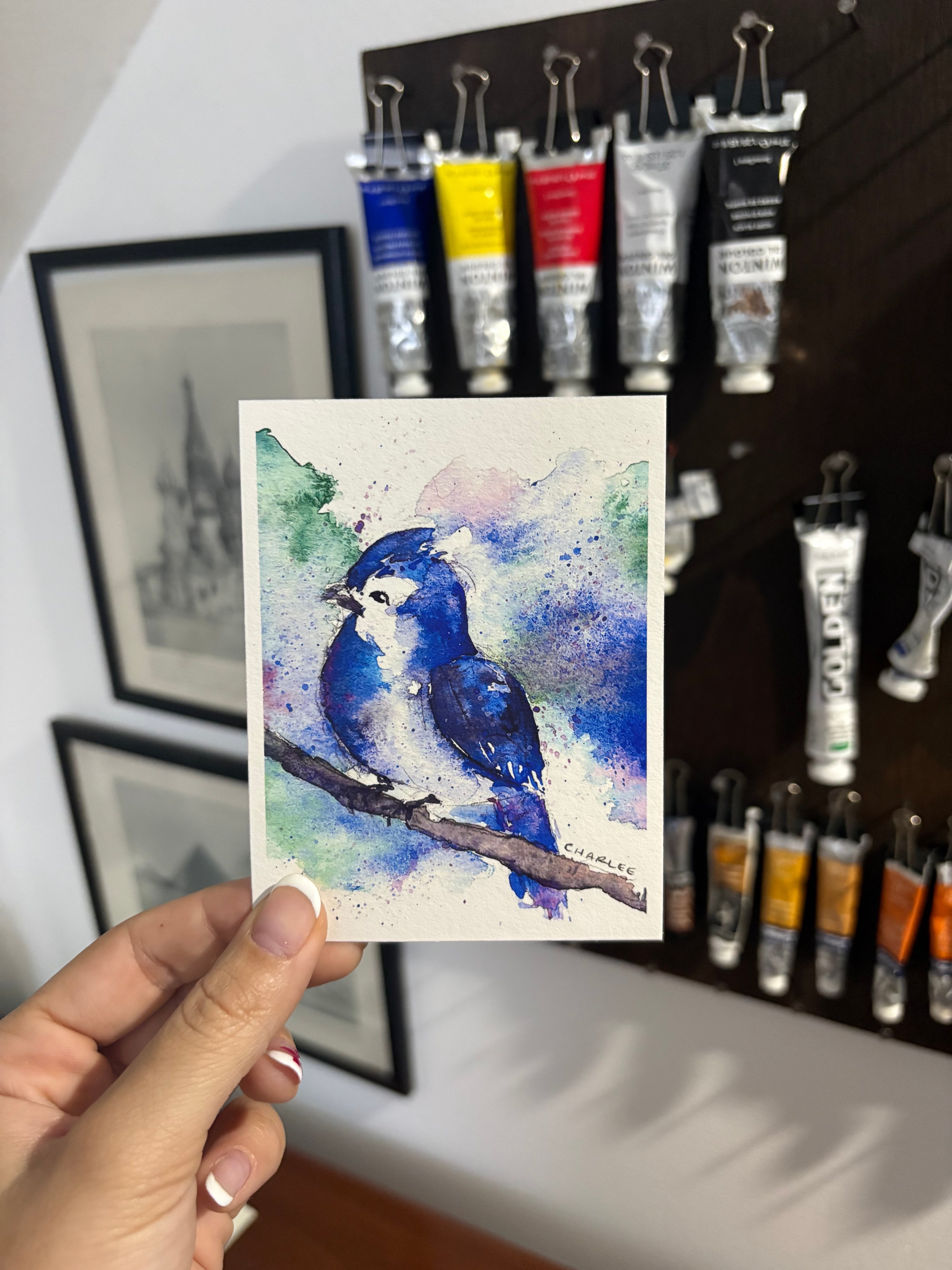 Blue Bird Watercolor Art Print